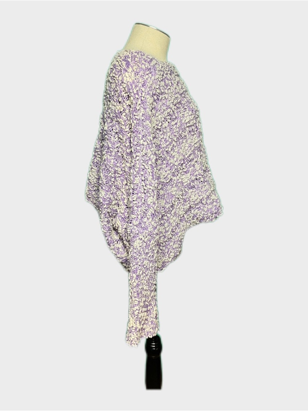 POL Off-Shoulder Chunky Knit Cropped Sweater Lavender Gray Boho Size: Small - Picture 5 of 10